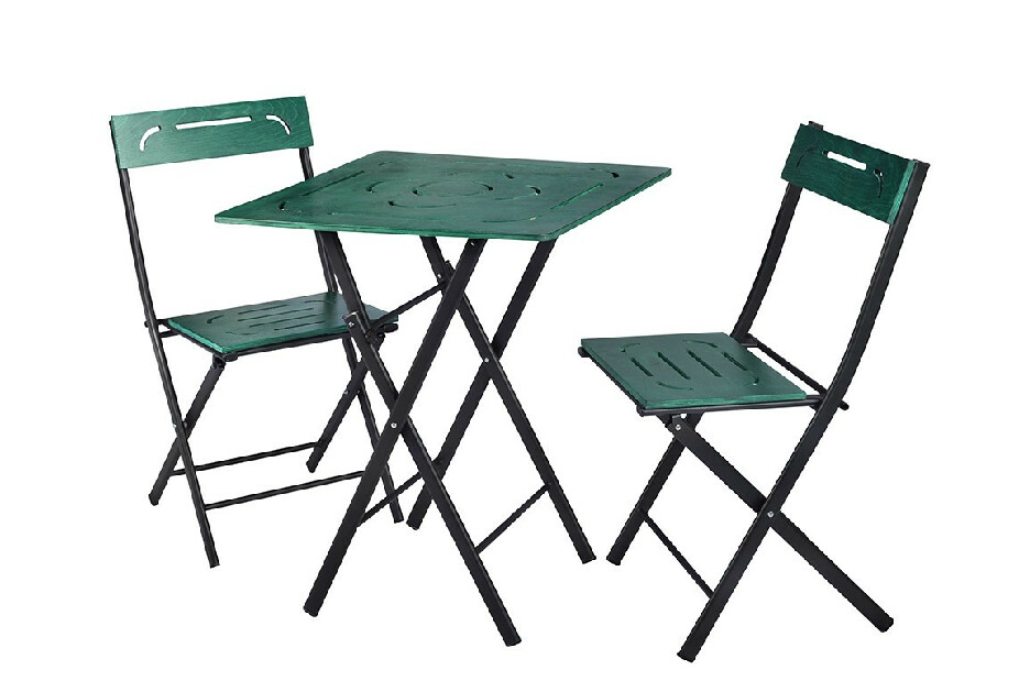 Súprava záhradného stola a stoličiek (3 kusy) Bonita (zelená + čierna)
