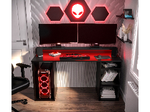 Herný PC stolík Garrick 1 (čierny) (s LED RGB osvetlením)