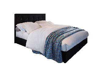 Kontinentálna posteľ 140 cm Karen (čierna) (s matracom a úložným priestorom)