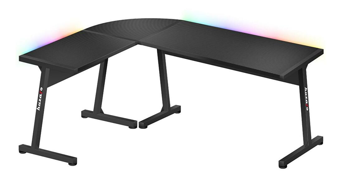 Rohový PC stolík Hyperion 6.0 (čierna + viacfarebná) (s LED osvetlením)