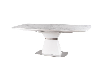 Rozkladací jedálenský stôl 160-210 cm Shirly (biela + mramor biely) (pre 8 a viac osôb)