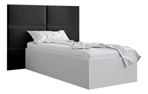 Jednolôžková posteľ s čalúneným čelom 90 cm Brittany 2 (biela matná + čierna) (s roštom)