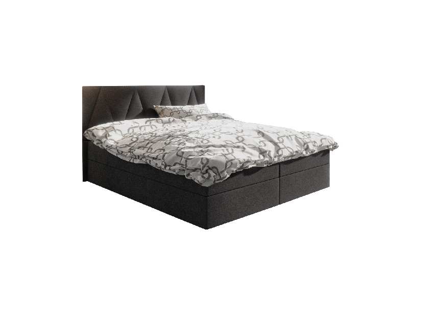 Manželská posteľ Boxspring 180 cm Fade 3 Comfort (čierna) (s matracom a úložným priestorom)
