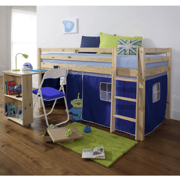 Detská posteľ s PC stolíkom 90 cm Alzaria (modrá)