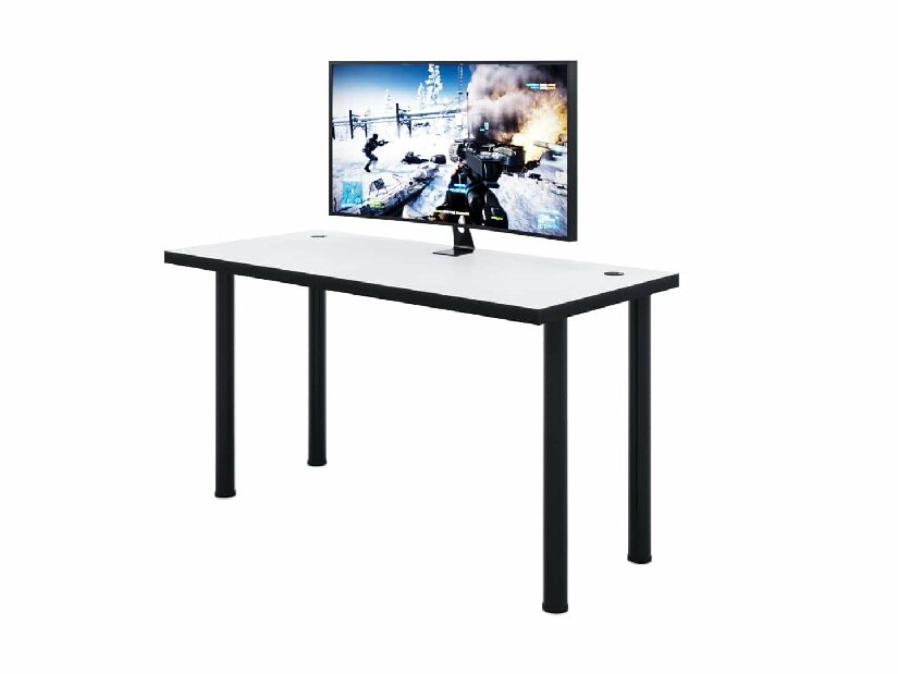 Herný pc stôl Gamer X (biela + čierna) (bez osvetlenia)