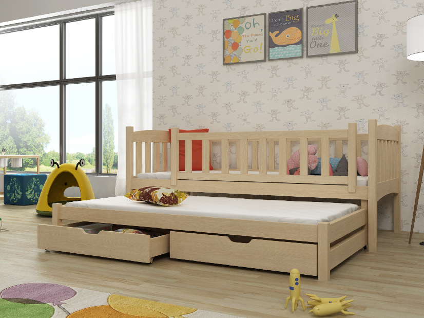Detská posteľ 80 x 180 cm Amalia (s roštom a úl. priestorom) (borovica)