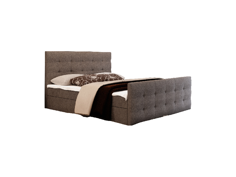 Manželská posteľ Boxspring 160 cm Milagros Comfort 2 (sivá) (s matracom a úložným priestorom)