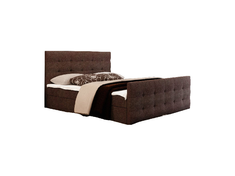 Manželská posteľ Boxspring 160 cm Milagros Comfort 2 (tmavohnedá) (s matracom a úložným priestorom)