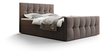 Manželská posteľ  Boxspring 140 cm Macheta (hnedá) (s matracom a úložným priestorom)