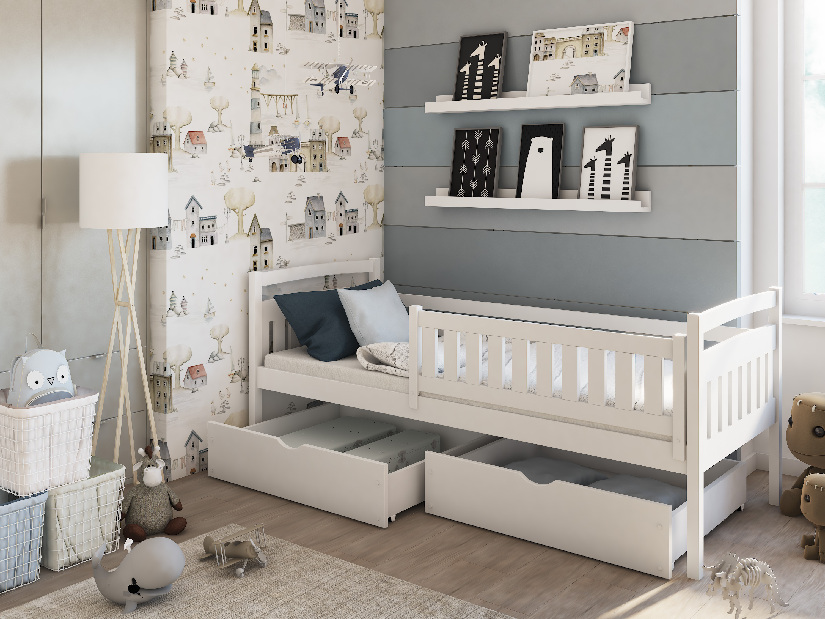Detská posteľ 90 x 190 cm Tarra (s roštom a úl. priestorom) (biela)