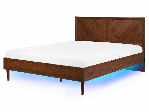 Manželská posteľ 160 cm MILLET (s roštom a LED osvetlením) (tmavé drevo)