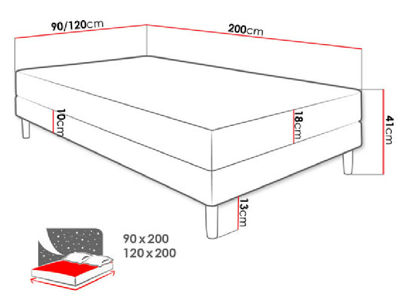 Jednolôžková posteľ 120 cm Mirjan Mac 1 (svetlosivá) (s matracom)