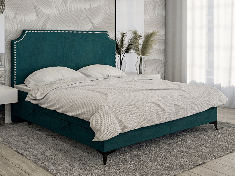 Kontinentálna posteľ 180 cm Lexa (morská) (s matracom a úl. priestorom)