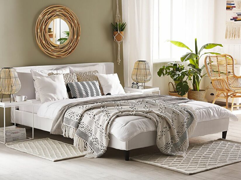 Manželská posteľ 180 cm FUTTI (s roštom) (biela)
