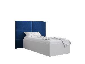 Jednolôžková posteľ s čalúneným čelom 90 cm Brittany 2 (biela matná + modrá) (s roštom)