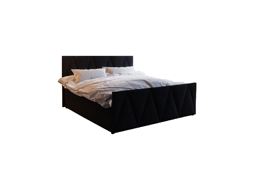 Manželská posteľ Boxspring 160 cm Milagros 3 (čierna) (s matracom a úložným priestorom)