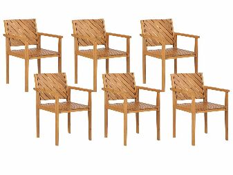 Set 6 ks záhradných stoličiek Blas (svetlé drevo)