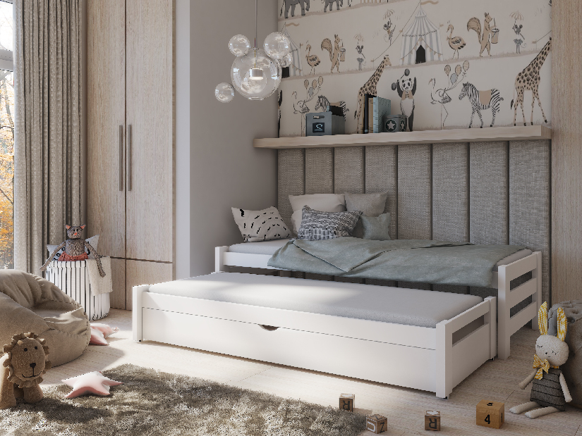 Detská posteľ 90 x 200 cm ANISSA (s roštom a úl. priestorom) (biela)