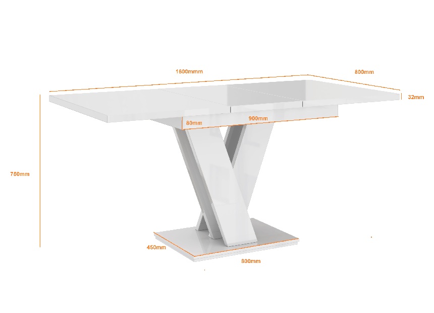 Jedálenský stôl Mabea (lesk čierny) (pre 4 až 6 osôb)