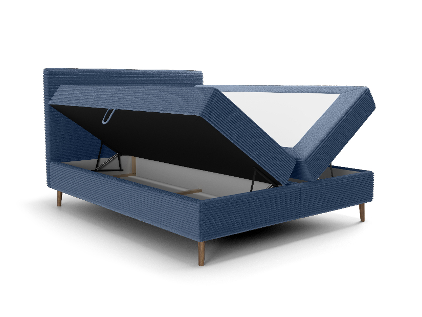 Manželská posteľ 140 cm Napoli Bonell (modrá) (s roštom, s úl. priestorom)