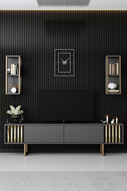 TV stolík/skrinka Golden (Antracit + Čierna)