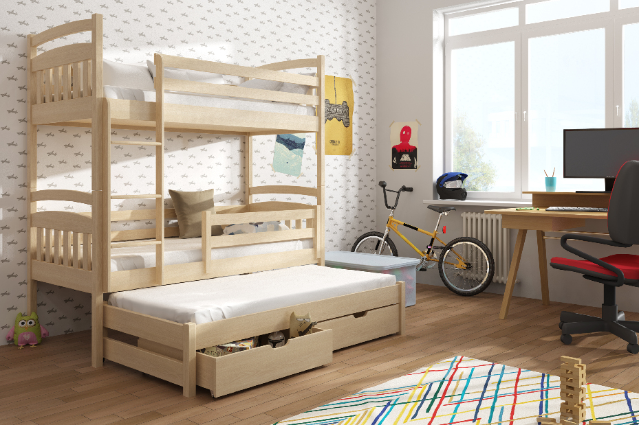 Detská posteľ 90 x 190 cm ANIE (s roštom a úl. priestorom) (borovica)