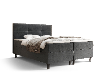 Manželská posteľ  Boxspring 160 cm Lumba (tmavosivá) (s matracom a úložným priestorom)