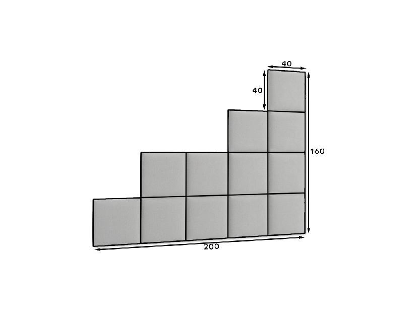 Set 12 čalúnených panelov Quadra 200x160 cm (tmavosivá)