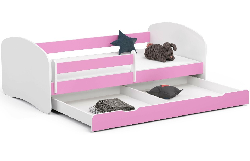 Detská posteľ Pranshi III (ružová) (s matracom)