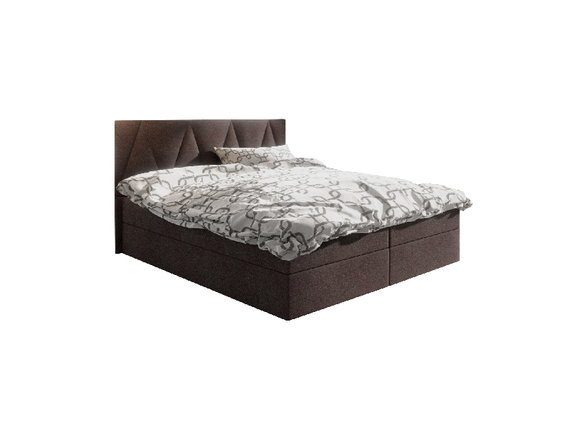 Manželská posteľ Boxspring 160 cm Fade 3 (tmavohnedá) (s matracom a úložným priestorom)