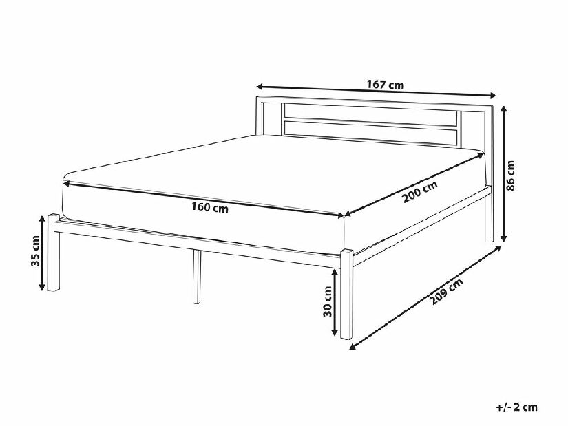 Manželská posteľ 160 cm CONNET (s roštom) (biela)