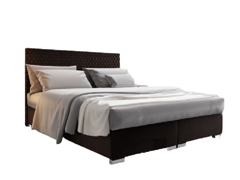 Kontinentálna posteľ 160 cm Harlan Comfort (tmavohnedá) (s roštom, matracom a úl. priestorom)