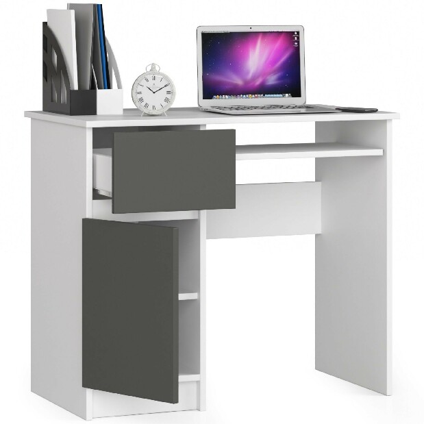 PC stolík Bhaskar (biela + sivá) (L)