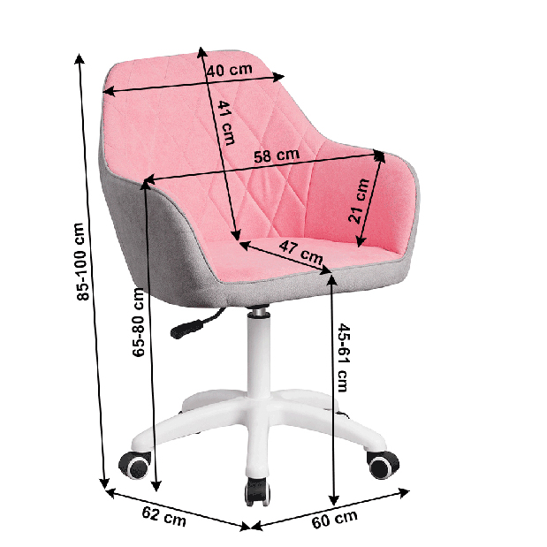 Set 2ks kancelárských stoličiek Senta (ružová + sivá) *bazár