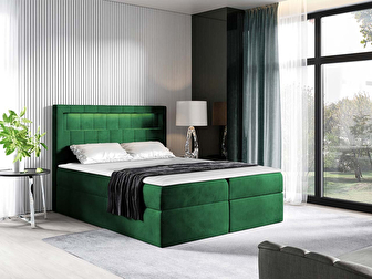 Manželská posteľ 180 cm- Mirjan Artie (tmavozelená ) (s roštom, matracom a úl. priestorom)