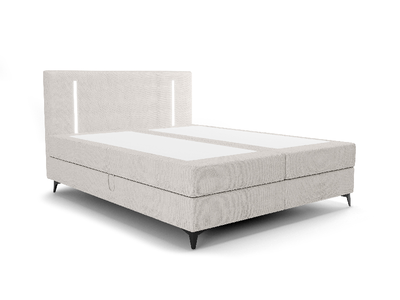 Manželská posteľ 200 cm Ortega Bonell (svetlosivá) (s roštom, s úl. priestorom) (s LED osvetlením)