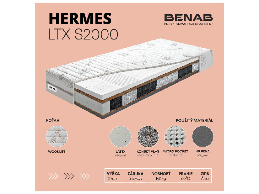 Taštičkový matrac Benab Hermes LTX S2000 200x160 cm (T4/T5)