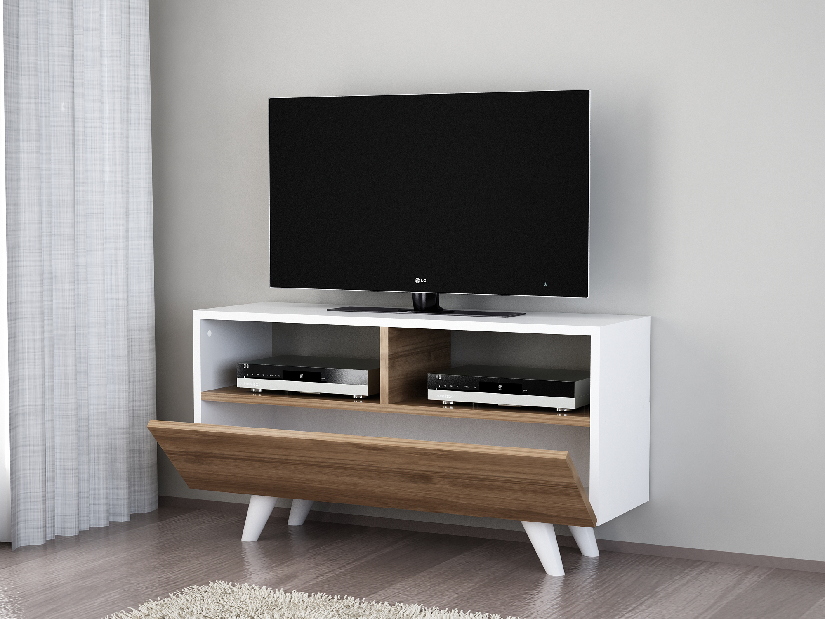 TV stolík/skrinka Noterdame K3 (Biela + Orech)