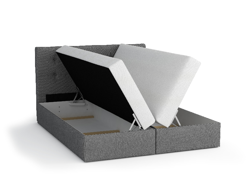 Manželská posteľ Boxspring 180 cm Duel 1 (sivá) (s matracom a úložným priestorom)