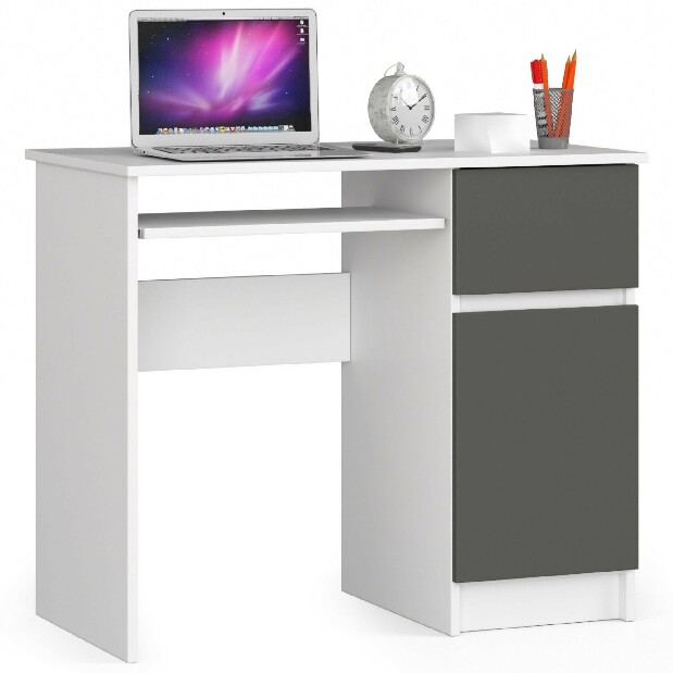 PC stolík Bhaskar (biela + sivá) (P)