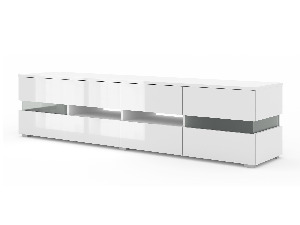 TV stolík/skrinka Vaimo (matná biela + lesklá biela)
