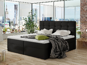 Kontinentálna posteľ Kennedy (140x200) (ekokoža Soft 011 (čierna))