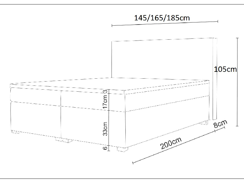 Manželská posteľ Boxspring 180 cm Simon Comfort (tmavosivá) (s matracom, bez úložného priestoru)