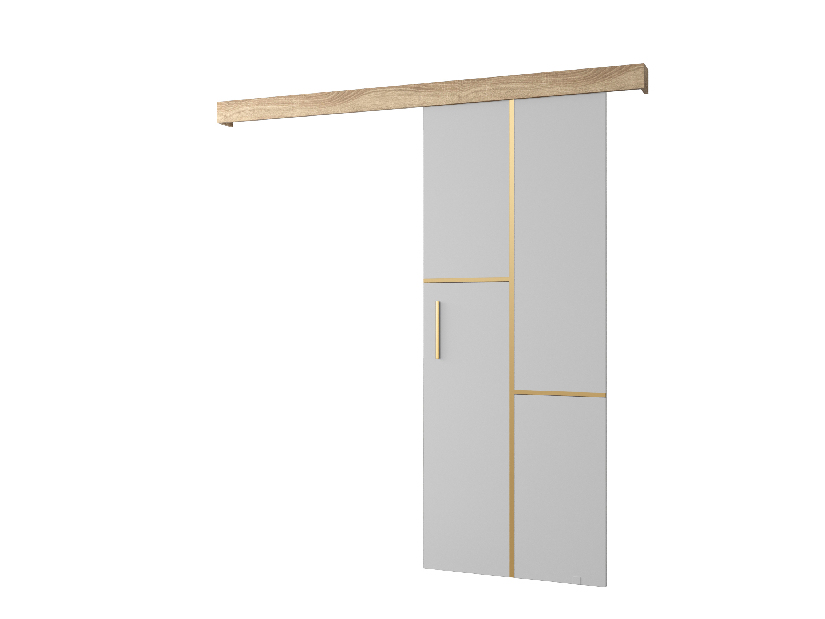 Posuvné dvere 90 cm Sharlene VII (biela matná + dub sonoma + zlatá)