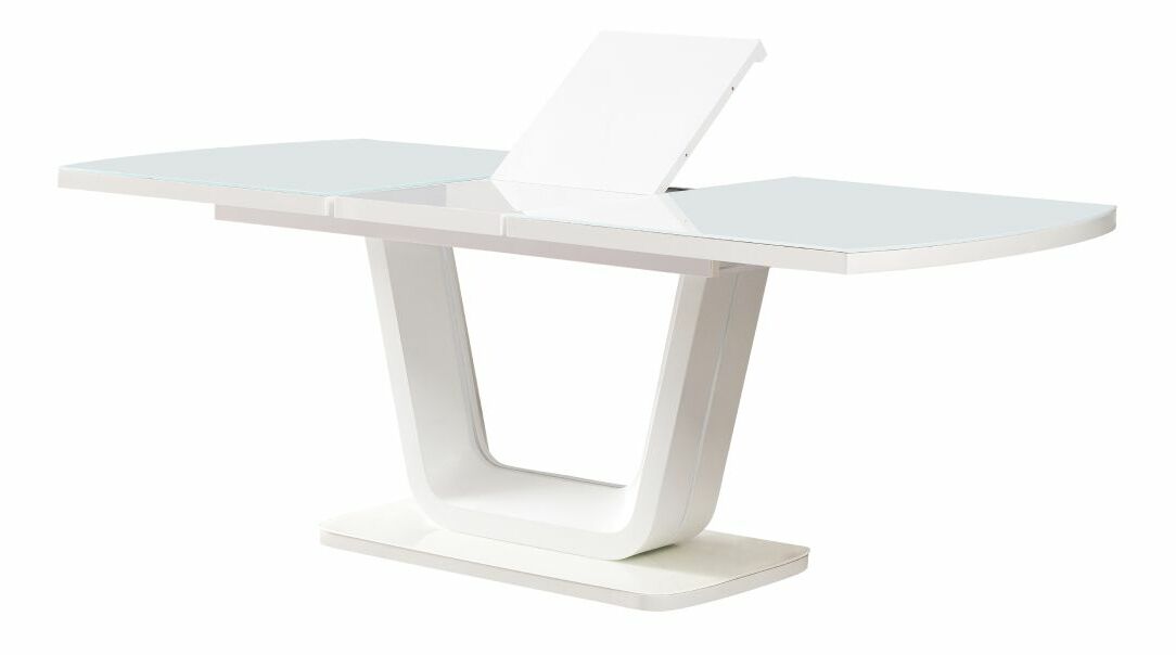 Rozkladací jedálenský stôl 160 OLAF (biely lesk) (pre 6-8 osôb)