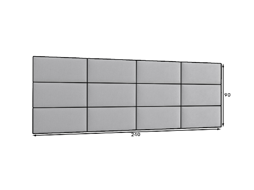 Set 12 čalúnených panelov Quadra 240x90 cm (mentolová)