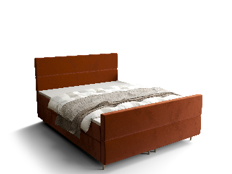 Manželská posteľ  Boxspring 140 cm Flu Plus Comfort (hnedooranžová) (s matracom a úložným priestorom)