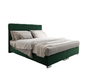 Manželská posteľ 140 cm Boxspring Penarth Comfort (tmavozelená) (s roštom, matracom a úl. priestorom)