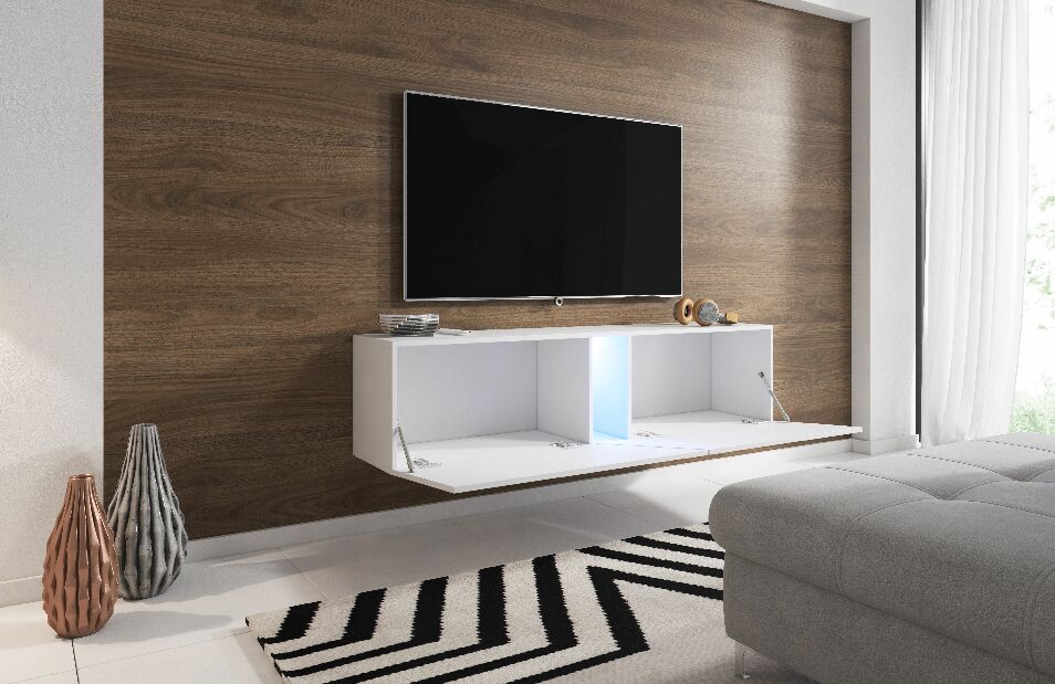 TV stolík/skrinka Savanna 160 (čierna matná + čierny lesk) (s osvetlením)