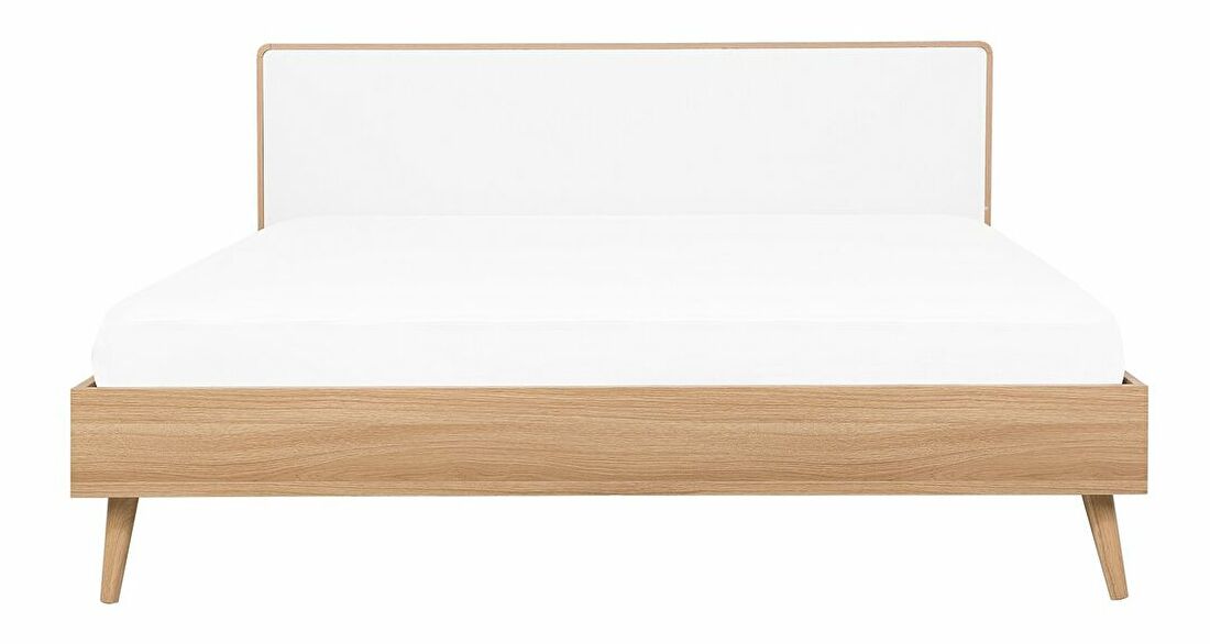 Manželská posteľ 180 cm SERVI (s roštom a LED osvetlením) (svetlé drevo)
